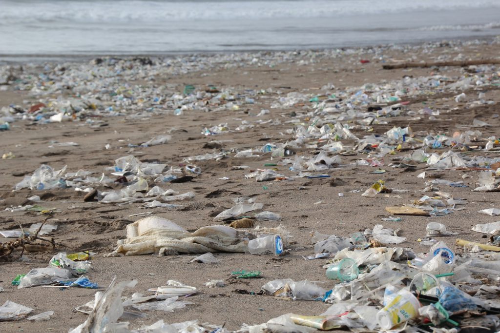 plastic waste on a beach