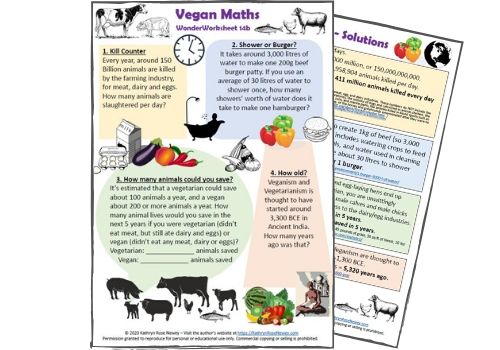 Try these new Vegan Maths Worksheets! ~ Kathryn Rose Newey