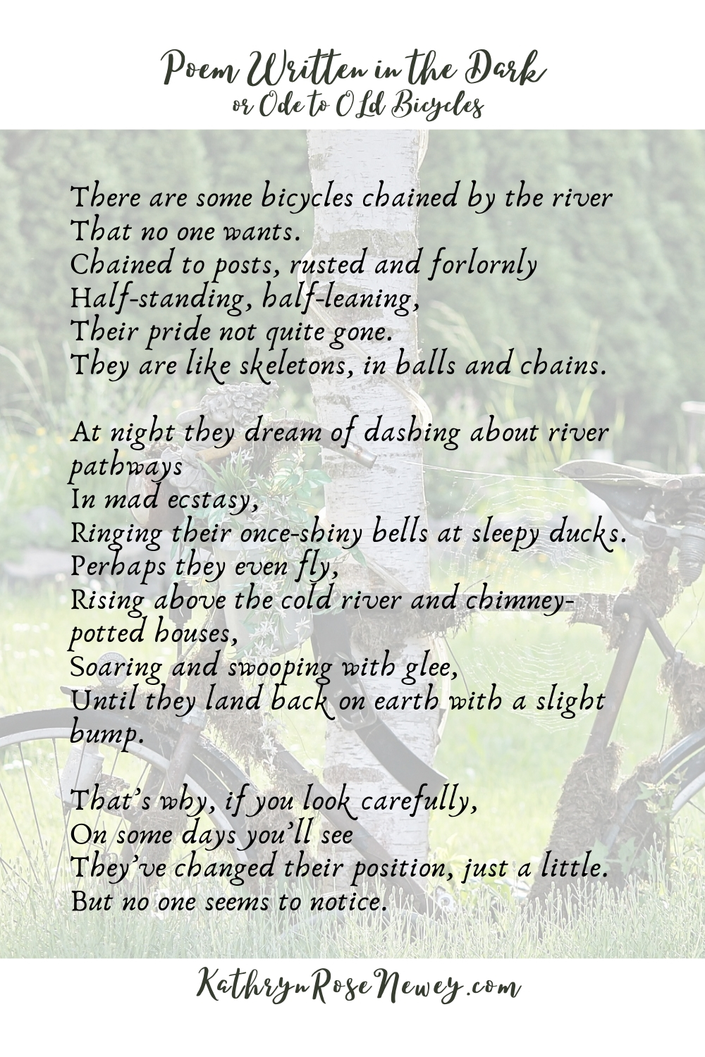 Poem written in Dark - Bicycles Ode by Kathryn Rose Newey